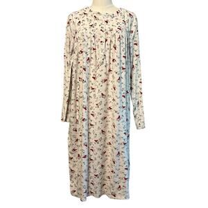 Aria Collection Women's Size XL Knit Velour Long Sleeve Ballet Nightgown Birds